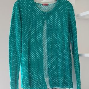 Green polka-dot cardigan